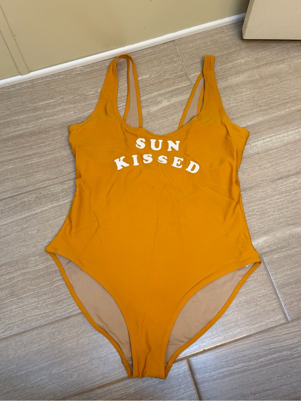 Old Navy size XL Mustard Orange/Yellow One-Piece Swimsuit Sun Kissed